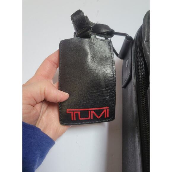 TUMI Leather Briefcase Backpack Laptop Travel Bag 16x13 Office Organizer Tote - Picture 14 of 16